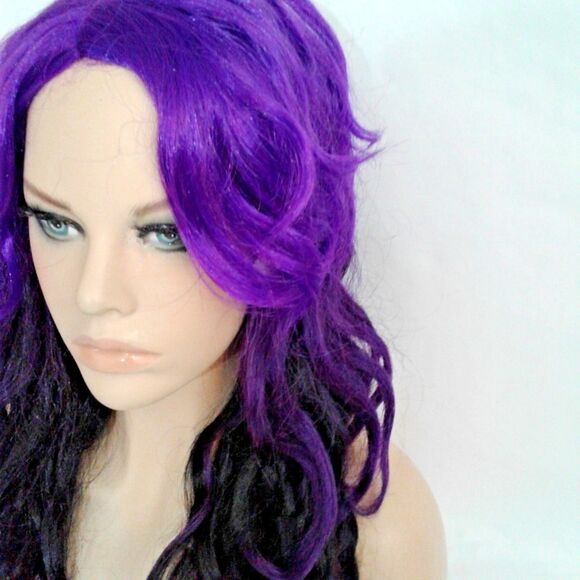 Graveside Bride Purple Black Ombre Wig Adult Womens Halloween Costume - Picture 2 of 5